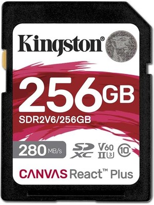 Kingston SDR2V6 256GB Canvas React Plus SDR2V6-256GB UHS-II 280R-150W U3 V60 RAM Kapasitesi 1 GB Yüksek Performans