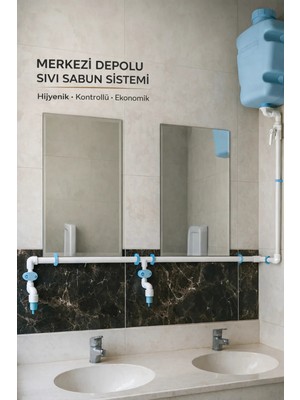 Hilal Kimya 10 Lt Alttan Basmalı 4 Musluklu Merkezi Sistem Depolu Sıvı Sabunluk