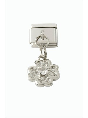 Zero Land Nrzsnt Papatya Zirkon Taşlı Sallatılı Çelik Charm - Gümüş Rengi