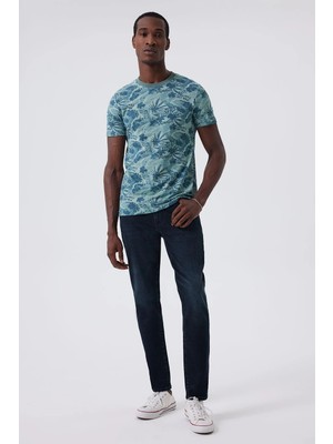 Lee Cooper Jack Erkek Slım Dar Kesim Yüksek Bel Dar Paça Jean Pantolon Mavi