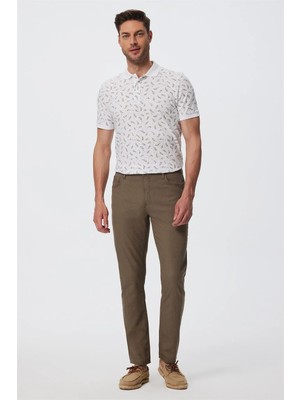 Lee Cooper Ricky Erkek Hıgh Rıse Straıght Rahat Kesim Yüksek Bel Dokuma Pantolon Düz Paça Kahverengi