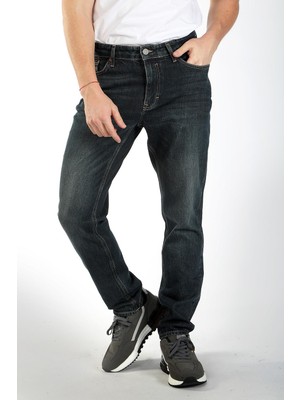 Lee Cooper Jack Erkek Slım Dar Kesim Yüksek Bel Dar Paça Jean Pantolon Mavi