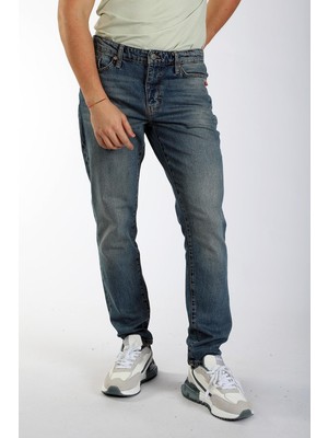 Lee Cooper Jack Erkek Slım Dar Kesim Yüksek Bel Dar Paça Jean Pantolon Mavi