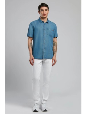 Lee Cooper Jack Erkek Slım Dar Kesim Yüksek Bel Dar Paça Jean Pantolon Beyaz