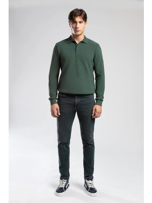 Lee Cooper Jack Erkek Slım Dar Kesim Yüksek Bel Dar Paça Jean Pantolon Mavi