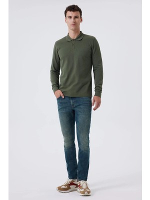 Lee Cooper Jeff Erkek Skınny Süper Dar Kesim Normal Bel Dar Paça Jean Pantolon Mavi