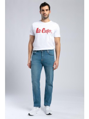 Lee Cooper Ricky Erkek Hıgh Rıse Straıght Rahat Kesim Yüksek Bel Düz Paça Jean Pantolon Mavi
