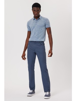 Lee Cooper Ricky Erkek Hıgh Rıse Straıght Rahat Kesim Yüksek Bel Dokuma Pantolon Düz Paça Mavi