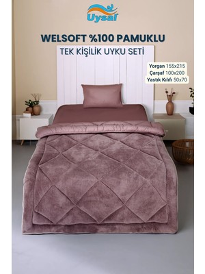 Uysal Yorgan Welsoft Akfil Tek Kişilik Uyku Seti GÜL KURUSU