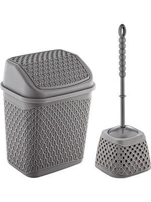 Feyza Design Pratik Çöp Kovası ve Klozet Fırçası Seti, Temizlik Için Ideal