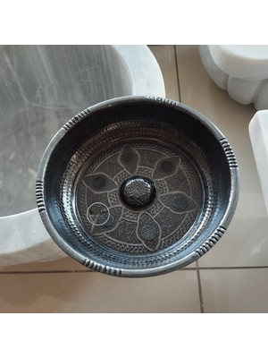Feyza Design Siyah Kaplama Osmanlı Hamam Tası, Pirinç Tasarım, Zarif ve Dayanıklı
