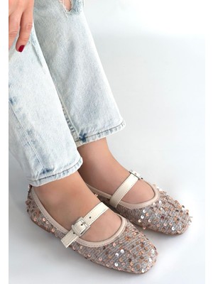 Getittir Moden Bej Süet Babet Ayakkabı - Lisinya