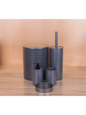 Feyza Design Şık Antrasit 7 Parça Banyo Seti, Modern ve Kullanışlı Tasarım