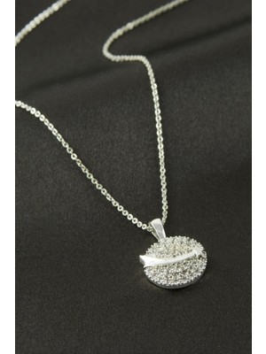 Zero Land Nrzsnt Kılıç Zirkon Tek Taşlı Kolye - Gümüş Rengi