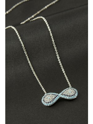 Zero Land Nrzsnt Sonsuzluk Zirkon Taşlı Kolye - Lacivert