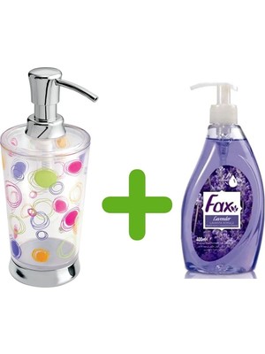 Feyza Design Renkli Halkalı Akrilik Sıvı Sabunluk ve 400 ml Lavanta Kokulu Sabun