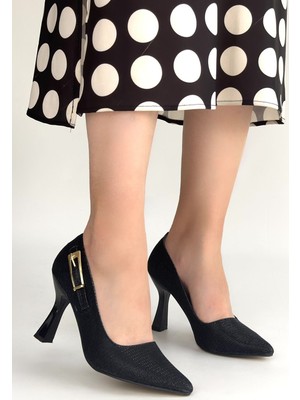 Efe Avm Cerin Siyah Saten Simli Topuklu Ayakkabı - Lisinya