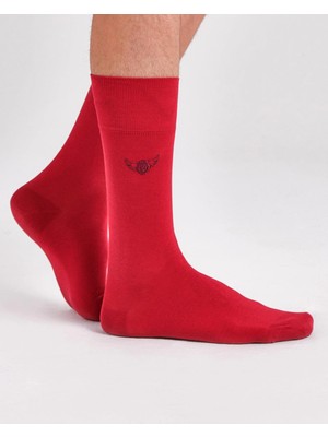 Bolero Kırmızı Renkli Düz Merserize Çorap