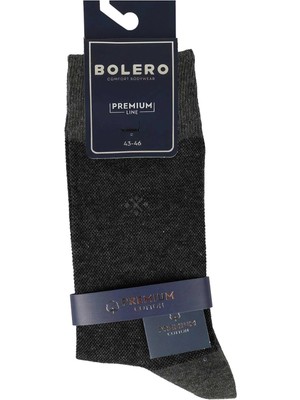 Bolero Erkek Premium Dikişsiz Pamuk Çorap Antrasit Jakar Kare Desen