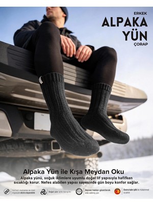 Bolero Erkek Alpaka Yün Kışlık Çorap Siyah