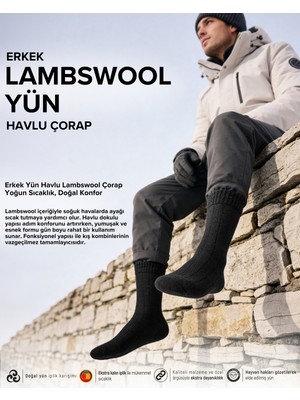 Bolero Erkek Yün Havlu Lambswool Çorap Siyah