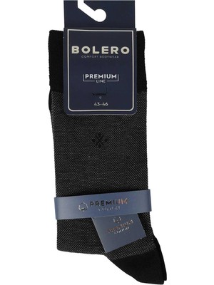 Bolero Erkek Premium Dikişsiz Pamuk Çorap Siyah Jakar Kare Desen