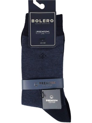 Bolero Erkek Premium Dikişsiz Pamuk Çorap Lacivert Jakar Kare Desen