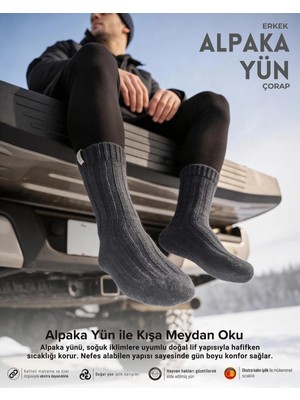 Bolero Erkek Alpaka Yün Kışlık Çorap Antrasit