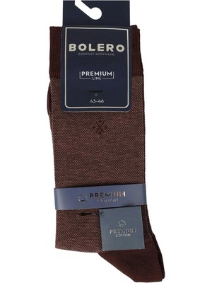 Bolero Erkek Premium Dikişsiz Pamuk Çorap Kahverengi Jakar Kare Desen