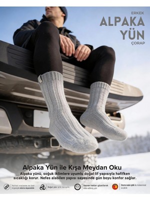 Bolero Erkek Alpaka Yün Kışlık Çorap Gri