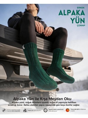 Bolero Erkek Alpaka Yün Kışlık Çorap Haki