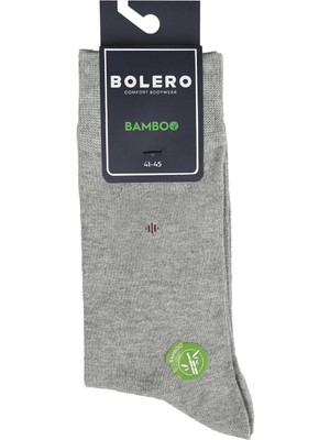 Bolero Erkek Premium Dikişsiz Bambu Çorap Gri Çizgi Desen