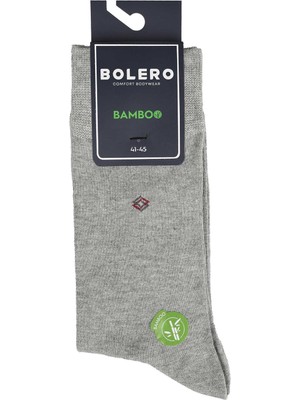 Bolero Erkek Premium Dikişsiz Bambu Çorap Gri Iç Içe Kare Desen