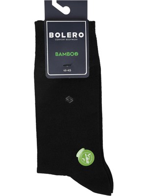 Bolero Erkek Premium Dikişsiz Bambu Çorap Siyah Iç Içe Kare Desen