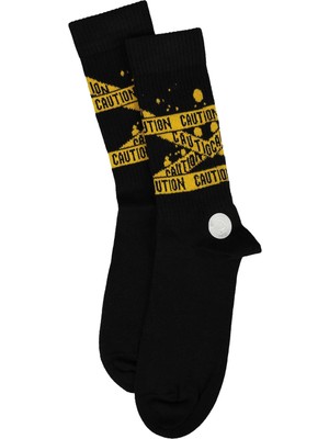 Bolero Erkek Caution Desenli Fitilli Çorap Siyah