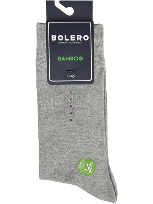 Bolero Erkek Premium Dikişsiz Bambu Çorap Gri Noktalı Kare Desen
