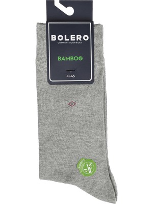 Bolero Erkek Premium Dikişsiz Bambu Çorap Gri Çarpı Desen