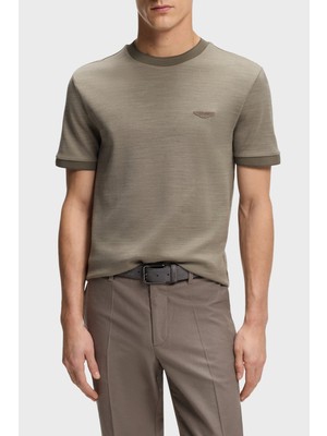 Boss Pamuk ve Yün Karışımlı Regular Fit Bisiklet Yaka T Shirt Erkek T Shirt 50553812 077