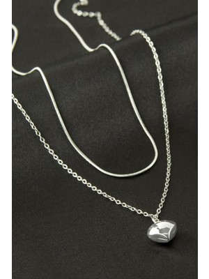 Zero Land Nrzsnt Papatya Inci Ikili Çelik Kolye - Gümüş Rengi