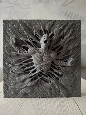 Yeniden Doğuş Temalı 3D Baskı Kabartma Duvar Dekoru - Sanatsal Heykel Paneli