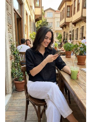 Lela  Regular Fit Cep Detaylı Kısa Kollu Gömlek Bayan Gömlek 6778568