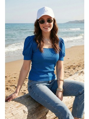 Lela Kol Detaylı Kare Yaka Bluz Bayan Bluz 5869002