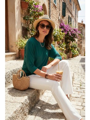 Lela Bisiklet Yaka Truvakar Kol Bluz Bayan Bluz 5861416Y