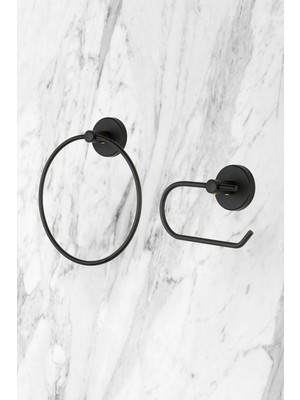 Feyza Design 2'li Banyo Seti Yuvarlak Havluluk ve Tuvalet Kağıtlığı Askısı