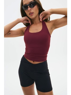 Madmext Bordo Halter Yaka Kadın Atlet MG2680