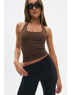 Madmext Acı Kahverengi Halter Yaka Kadın Atlet MG2680