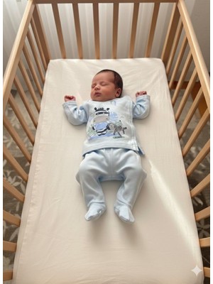 Yağmur Giyim Elbebek Zebra Desenli %100 Pamuk 2 Parça Hastane Çıkışı Seti 396
