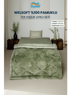 Uysal Yorgan Welsoft Akfil Tek Kişilik Uyku Seti YEŞİL