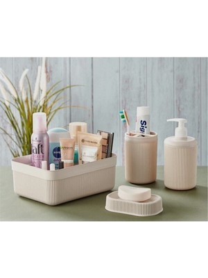 Feyza Design Akrilik Alesta 4 Parça Banyo Seti Krem Bej, Şık ve Kullanışlı Tasarım
