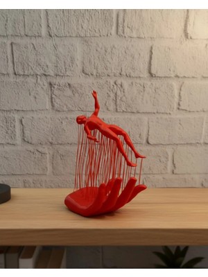 Zero Land Nrzsnt 3D El Formlu Insan Figürü Kırmızı Soyut Tasarım Dekoratif Biblo 12X18 cm